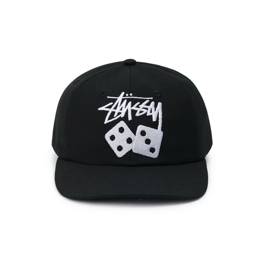 스투시 남녀공용 로우 프로파일 스탁 다이스 스냅백 블랙 1311136-0001
