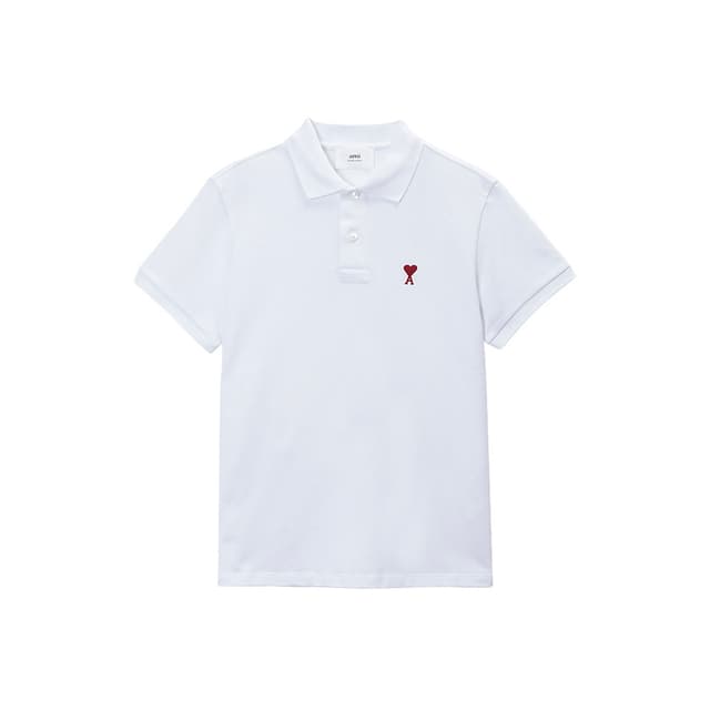 아미 남성 스몰 하트로고 반팔 카라티셔츠 화이트 BFUPL001-760-100