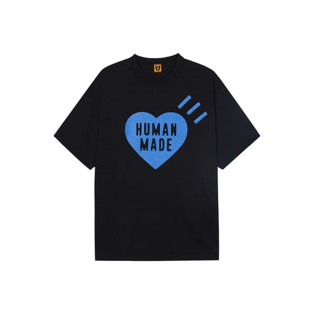 [휴먼 메이드] 오프라인 스토어 한정판 하트 티셔츠 (블랙 블루) HM26TE019-BK