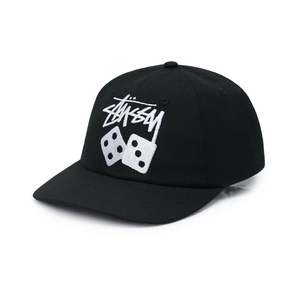 스투시 남녀공용 로우 프로파일 스탁 다이스 스냅백 블랙 1311136-0001