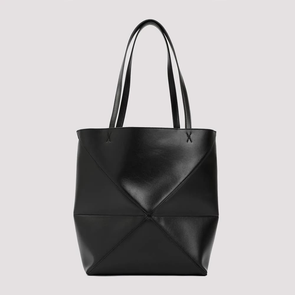 당일배송로에베 여성 퍼즐 폴드 미디엄 샤이니 카프스킨 토트백 가방 블랙 A657G50X01 1100