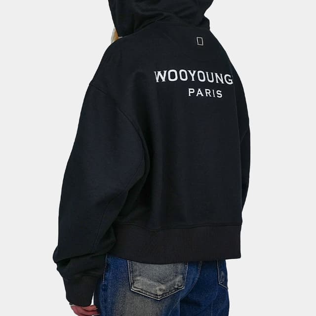 당일배송우영미 여성 백로고 크롭 후드집업 블랙 M233TS47715B