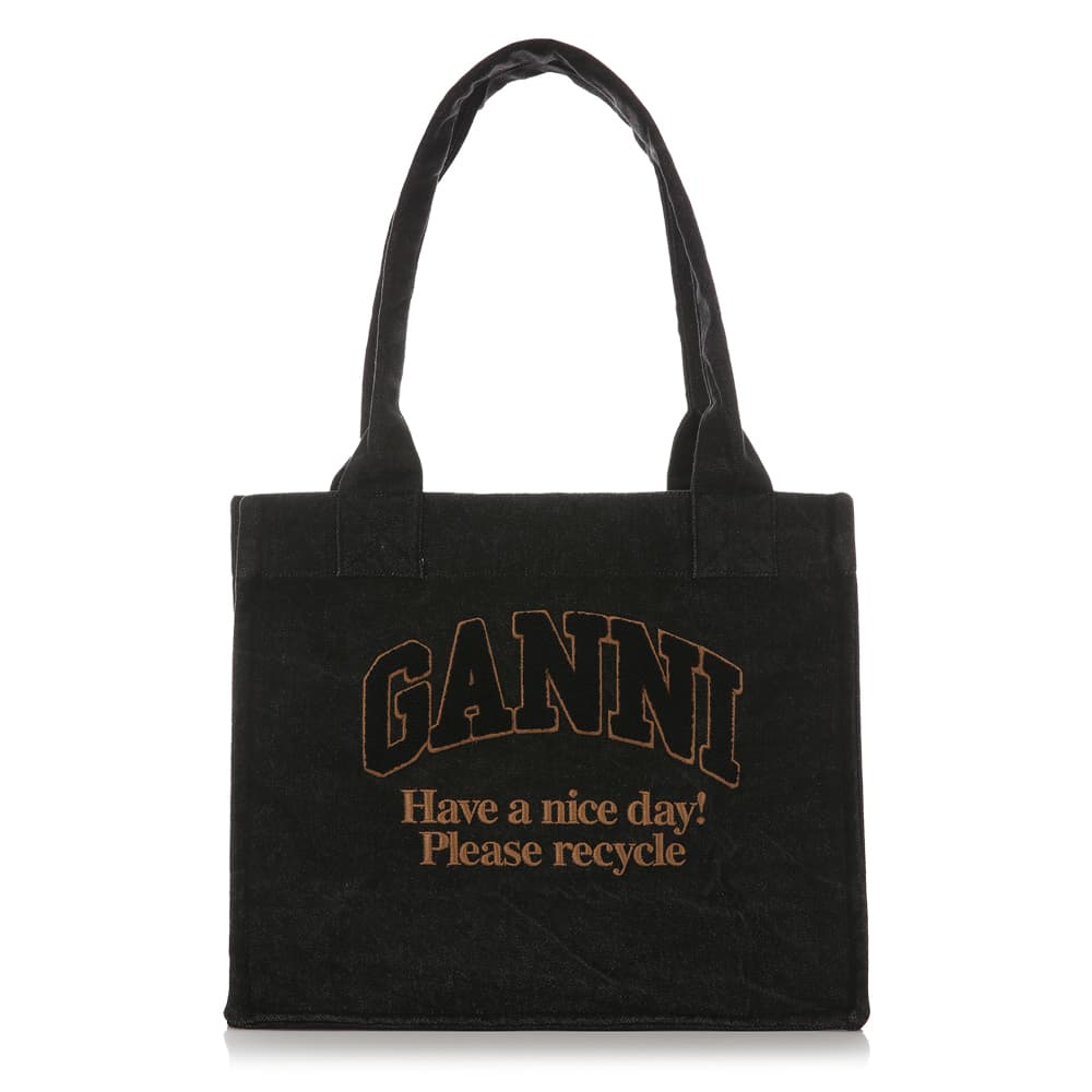 [국내/당일]25SS A6583 099 가니 코튼 라지 이지 쇼퍼 블랙 숄더백