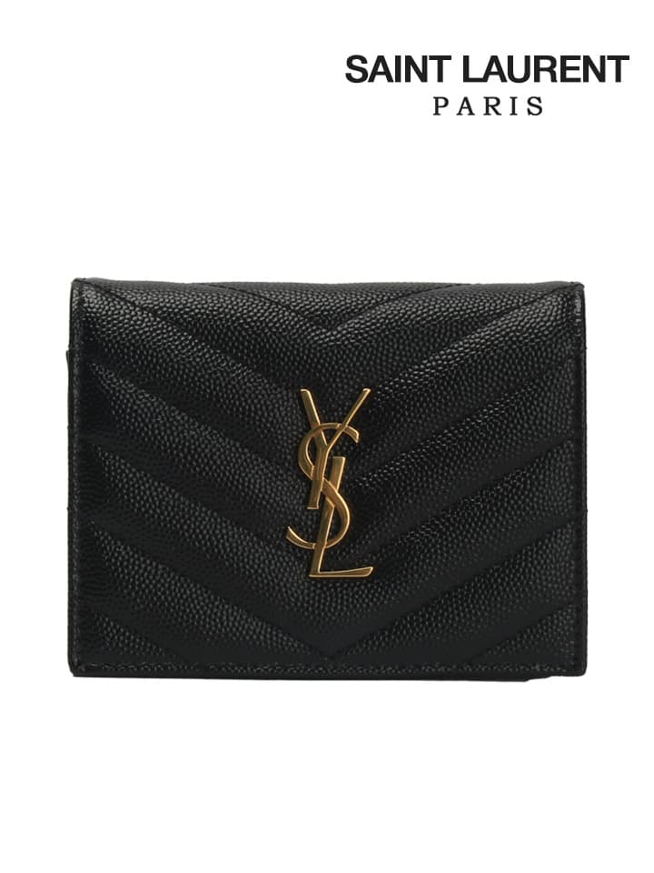 생로랑 지갑 모노그램 마틀라세 반지갑 블랙 금장 668290-BOWA1-1000