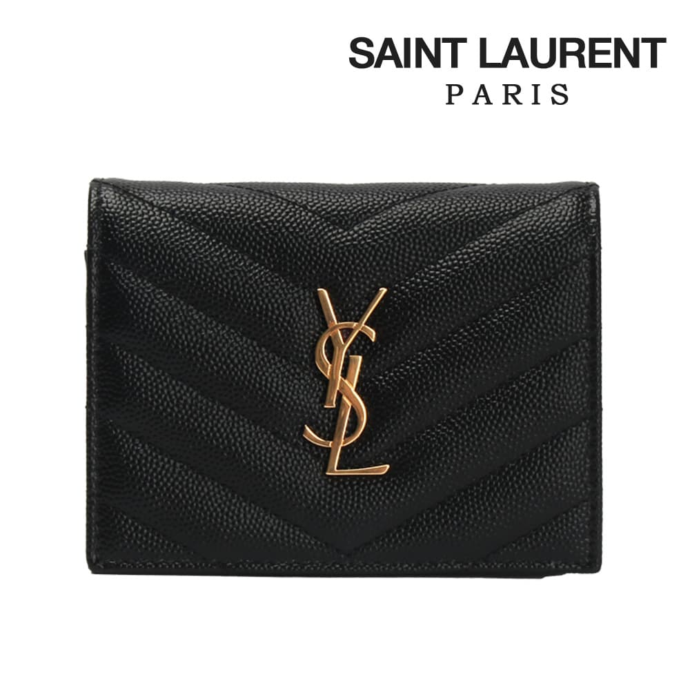 생로랑 지갑 모노그램 마틀라세 반지갑 블랙 금장 668290-BOWA1-1000