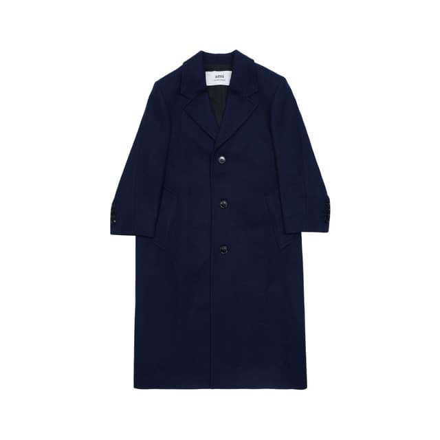 아미 남성 쓰리버튼 싱글 울 코트 네이비 FCO307-WV0016-430
