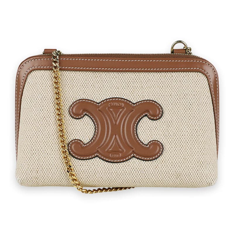 디몬트 셀린느 트리옹프 텍스타일 클러치 온 체인 크로스백(내츄럴/탄) 10E382DTL 02NT