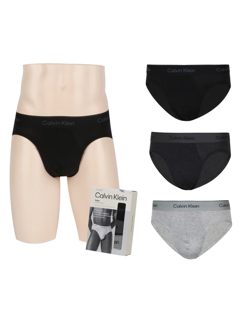 캘빈클라인 언더웨어 남자 삼각 팬티 3개세트 힙 브리프 NB4388-001