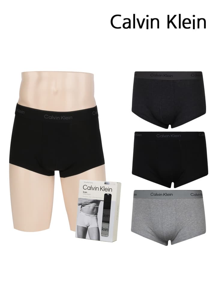 캘빈클라인 언더웨어 남자속옷 드로즈 팬티 3개세트 로우라이즈 NB4389-001
