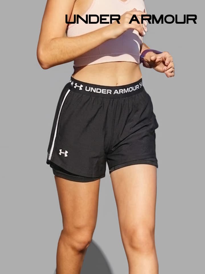 언더아머 반바지 테크 플레이 업 투인원 쇼츠 여성 블랙 1389895-001