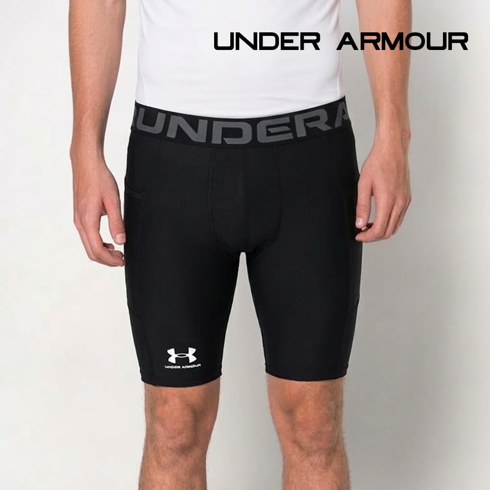 언더아머 레깅스 히트기어 아머 롱 쇼츠 남성 블랙 1361602-001