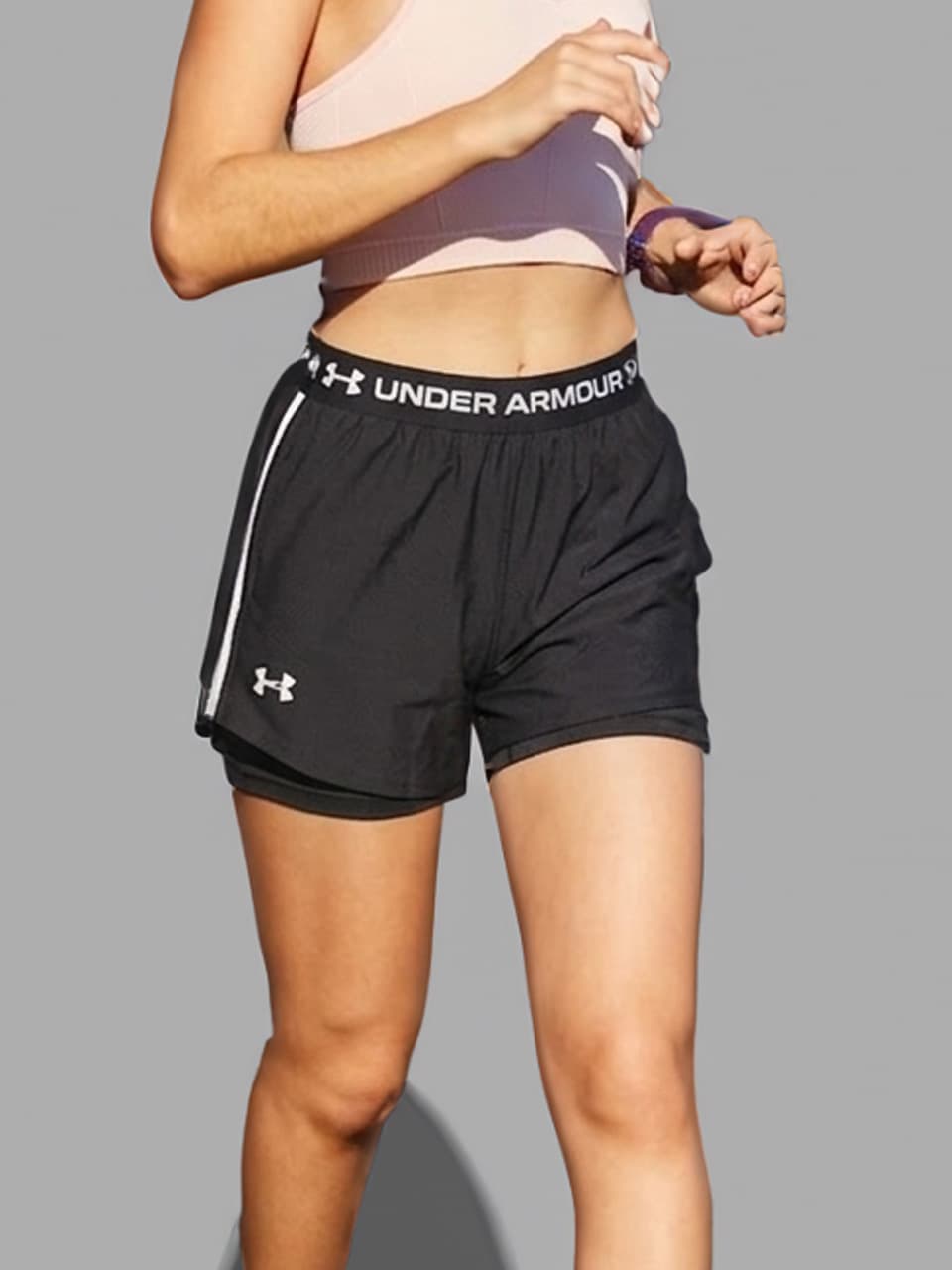 언더아머 반바지 테크 플레이 업 투인원 쇼츠 여성 블랙 1389895-001