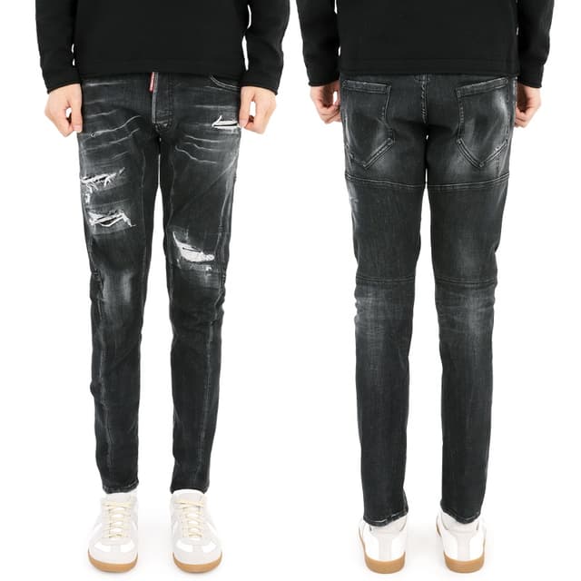 디몬트 23 F/W 디퀘 남성 블랙 디스 워싱 타이디 바이커진 S71LB1271 S30503 900