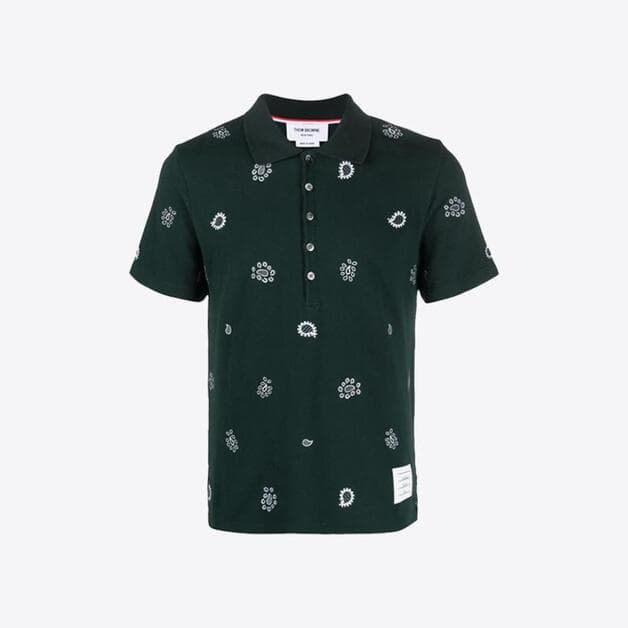당일배송[톰브라운] MJP186E J0089 320 페이즐리 올 오버 패턴 폴로티셔츠 그린 남성 반팔