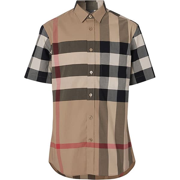 23SS 버버리 체크 스트레치 포플린 반팔 셔츠 8017322