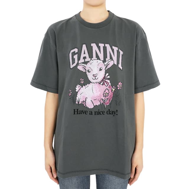 디몬트 24 S/S 가니 여성 퓨쳐 램 프린팅 반팔(그레이) T3789 490