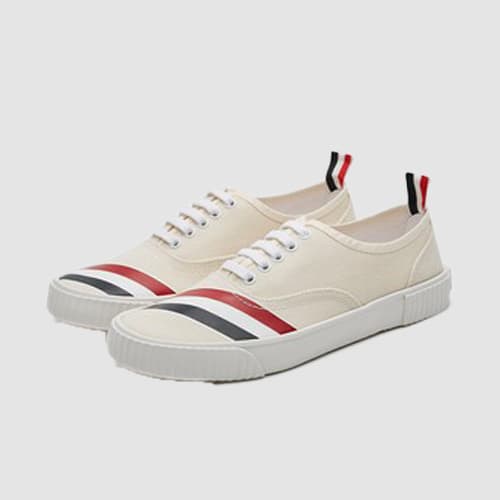 당일배송[톰브라운] MFD201A 06555 114 헤리티지 트리컬러 삼선 캔버스 로우 스니커즈 오프화이트 남성 슈즈