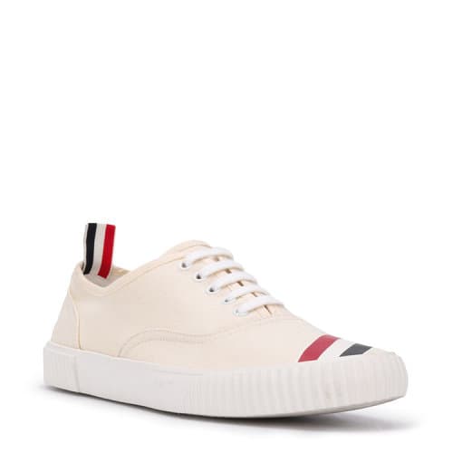 당일배송[톰브라운] MFD201A 06555 114 헤리티지 트리컬러 삼선 캔버스 로우 스니커즈 오프화이트 남성 슈즈