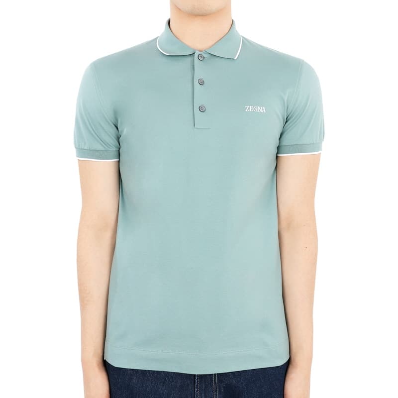 디몬트 24 S/S 에르메네질도제냐 남성 로고 코튼 PK 반팔(아쿠아그린) UB358A5 B746 A04