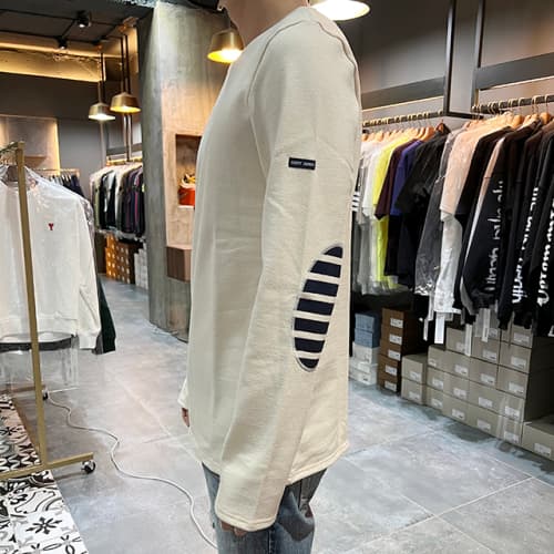 [논현 더팩토리](당일)  세인트 제임스 MERID 엘보 패치 긴팔티 (0844 ECRU)