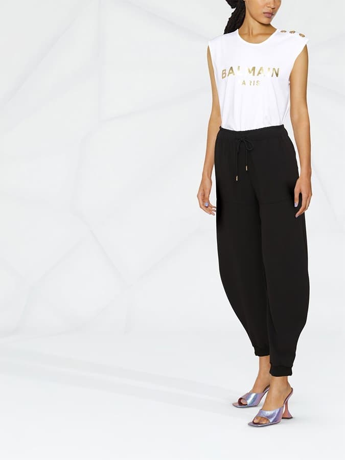 당일배송발망 여성 금장로고 골드버튼 탑 슬리브리스 화이트 YF1EB005BB28 GAD