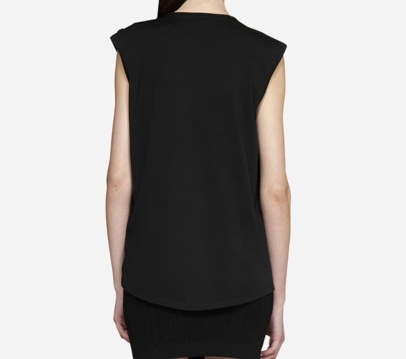 당일배송발망 여성 금장로고 골드버튼 탑 슬리브리스 블랙 YF1EB005BB28 EAD