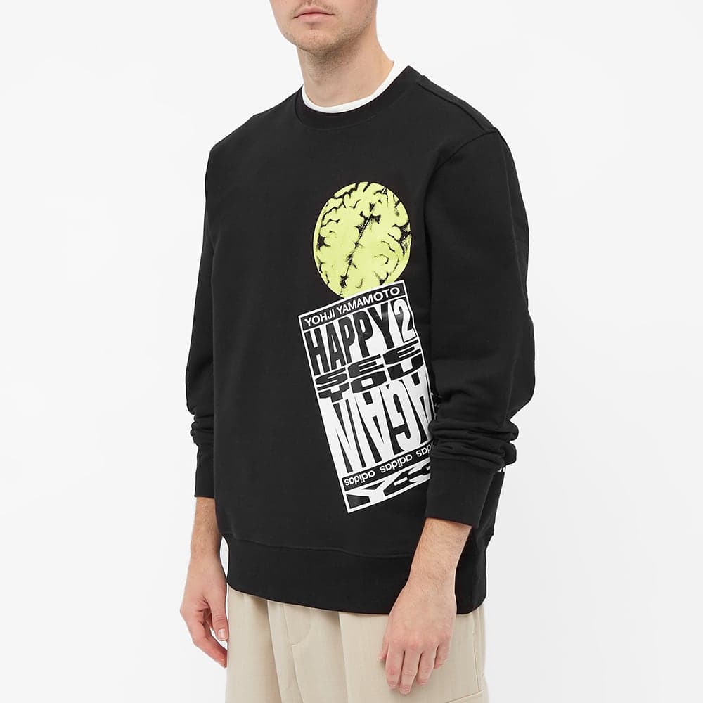 당일배송Y-3 남성 옵티미스틱 일루젼 그랩 프린팅 크루넥 맨투맨 블랙 HF7068