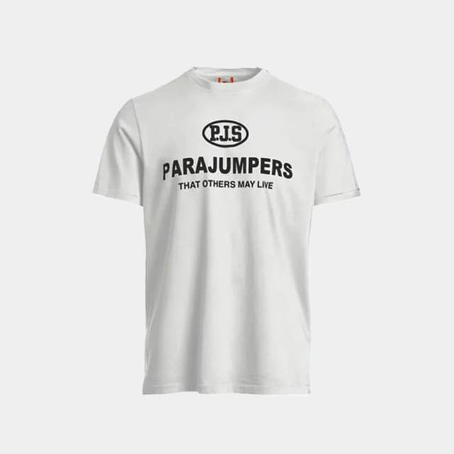 당일배송파라점퍼스 남성 로고 프린팅 라운드 아이보리 반팔 PMTEE BT04 505