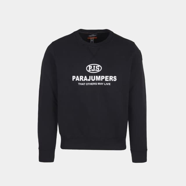 당일배송파라점퍼스 남성 로고패치 TOML 로고 플리스 크루넥 블랙 맨투맨 PMFLE CF02 541