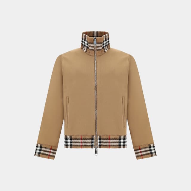 당일배송버버리 남성 로로모다 체크 트리밍 집업 자켓 카멜 8071862 A1420