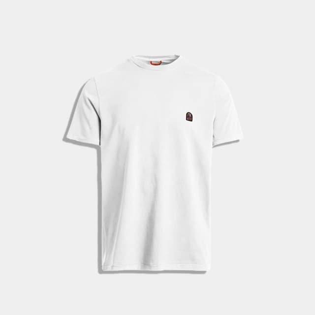 당일배송파라점퍼스 남성 로고패치 라운드 아이보리 반팔 PM TEE BT02 505