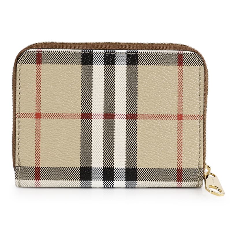 디몬트 24 S/S 버버리 여성 체크 레더 지퍼 코인 반지갑(베이지) 8070600 A9534