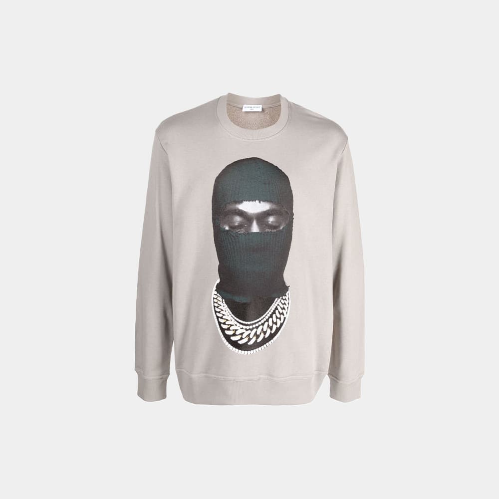 당일배송이놈어닛 남성 마스크 그래픽 프린팅 웜그레이 맨투맨 NUW21246 655