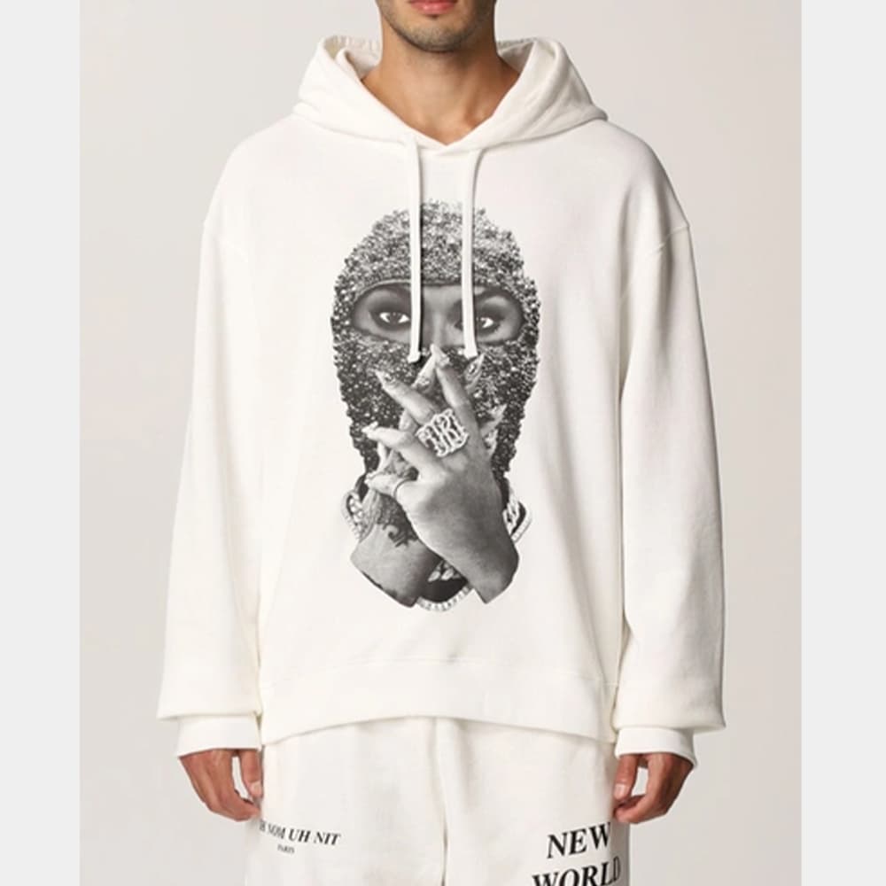 당일배송이놈어닛 남성 펄 마스크 그래픽 프린팅 오프화이트 후드 NUW21255 081