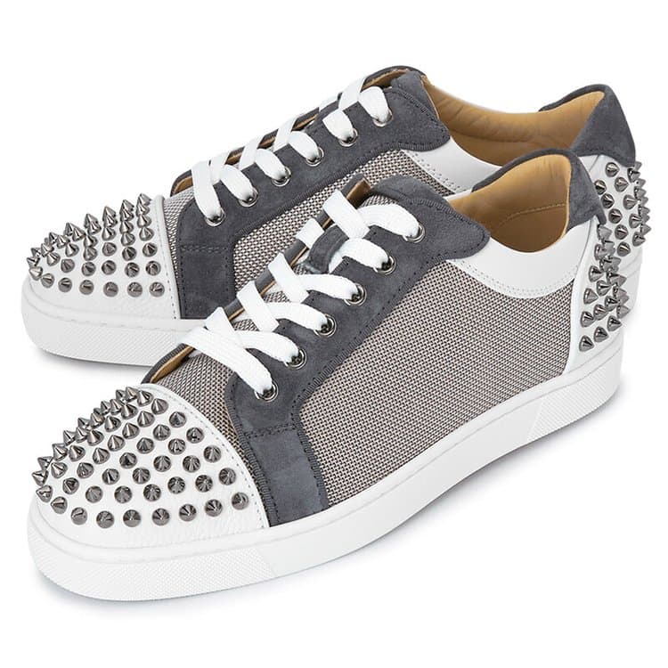 당일배송크리스찬루부탱 남성 사바스테 스파이크 레더 로우탑 그레이 스니커즈 1210287