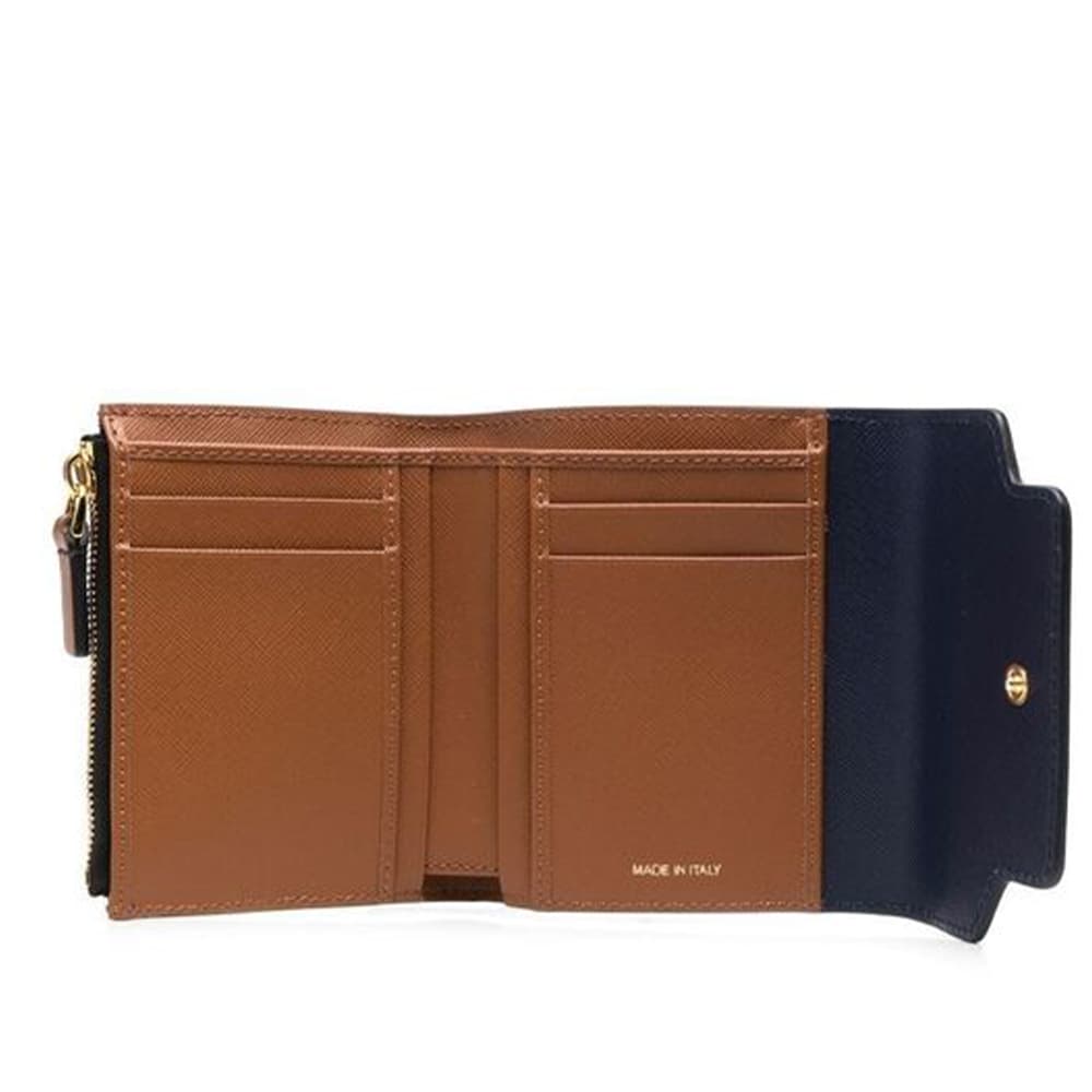 당일배송마르니 여성 골드로고 사피아노 3단 반지갑 블루블랙쉘모카 지갑 PFMO0052U8LV520 Z564N