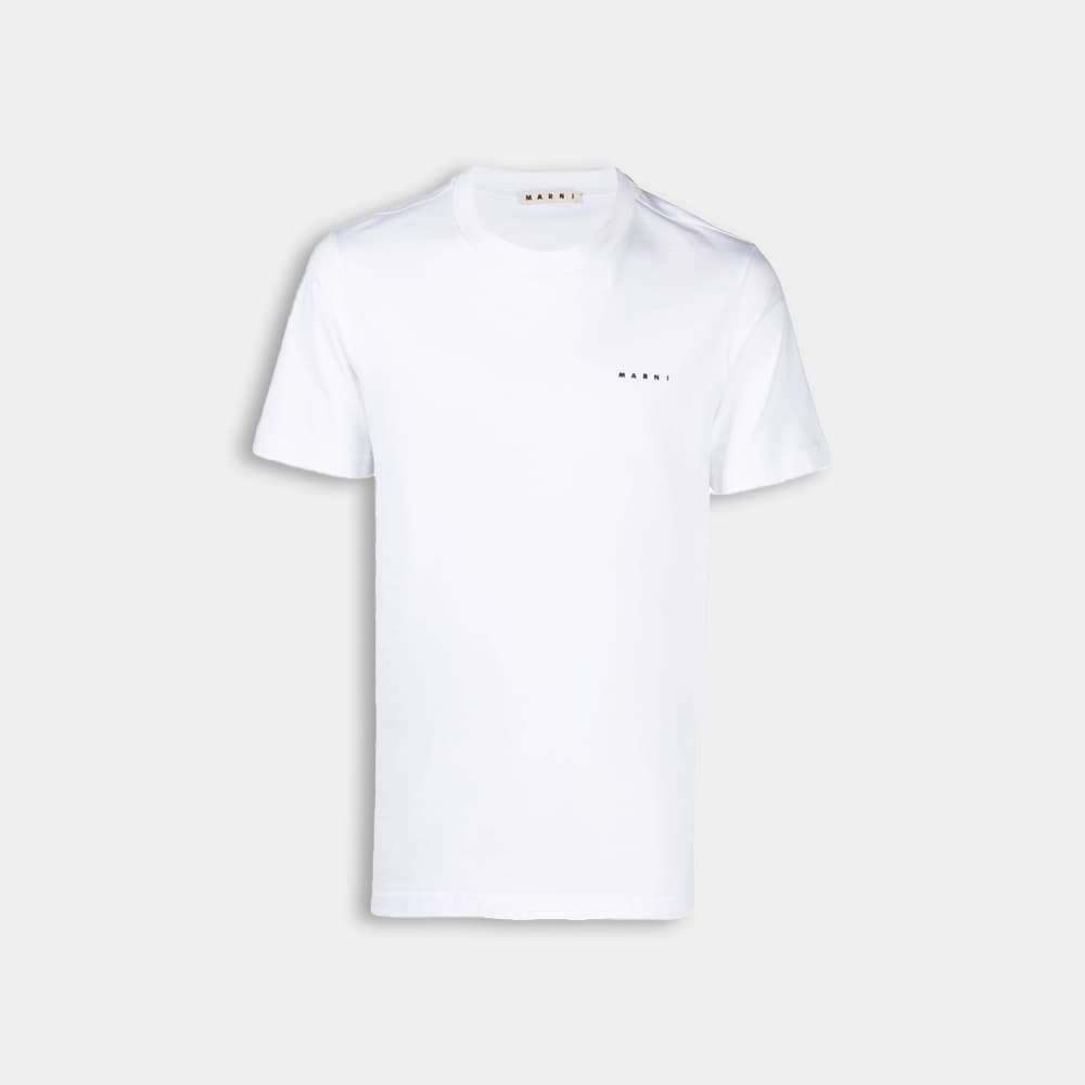 당일배송마르니 남성 로고 프린팅 라운드 화이트 반팔 HUMU0170X1 UTCZ57 00W01