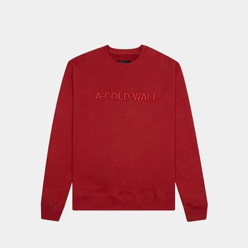 당일배송어콜드월 남성 레터링 로고 자수 크루넥 딥레드 맨투맨 ACWMW043 RD