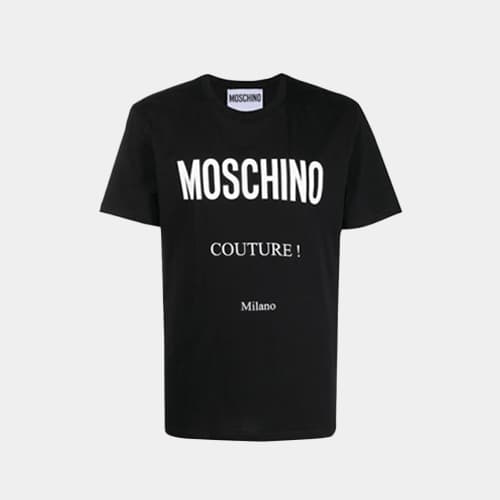 당일배송모스키노 남성 로고 프린팅 저지 코튼 라운드 블랙 반팔 A07192040 1555