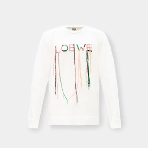 당일배송로에베 남성 스티치 로고 화이트 니트 H526333X85WO 2059