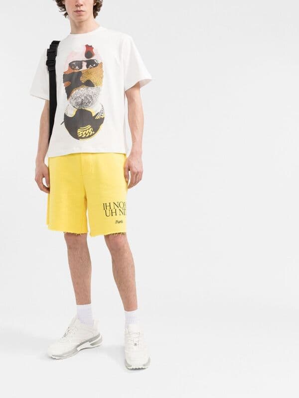 당일배송이놈어닛 남성 카모플라쥬 마스크 프린팅 라운드 반팔티셔츠 화이트 NUS22227 081