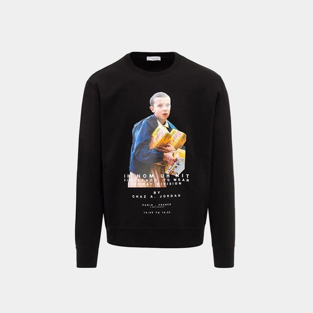 당일배송이놈어닛 남성 에고와플 크루넥 블랙 맨투맨 NUW20235 009