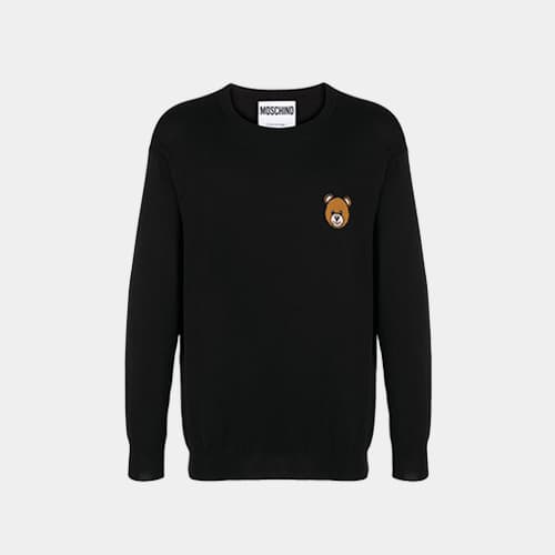 당일배송모스키노 남성 베어 자수 크루넥 블랙 니트 J0902 2002 0555