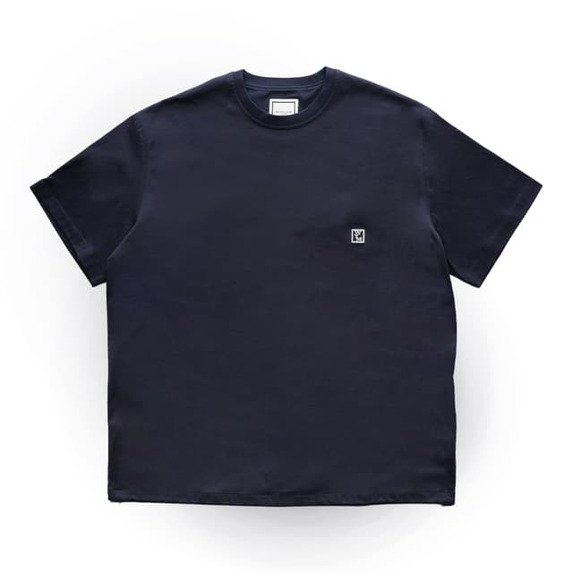 당일배송우영미 남성 WYM 메탈스퀘어 라운드넥 코튼 스트링 반팔티셔츠 네이비 W231TS03707N