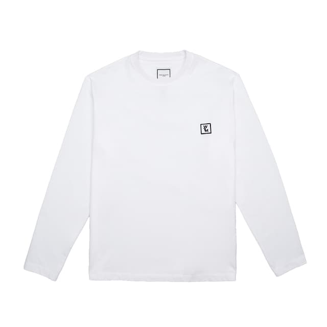 당일배송우영미 남성 스퀘어 백로고 라운드넥 롱슬리브 화이트 W233TS17709W