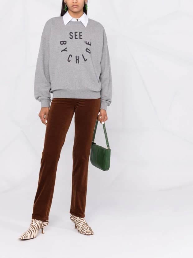 당일배송끌로에 여성 씨 바이 끌로에 로고 스웨트 맨투맨 그레이 CHS21WJH08 080