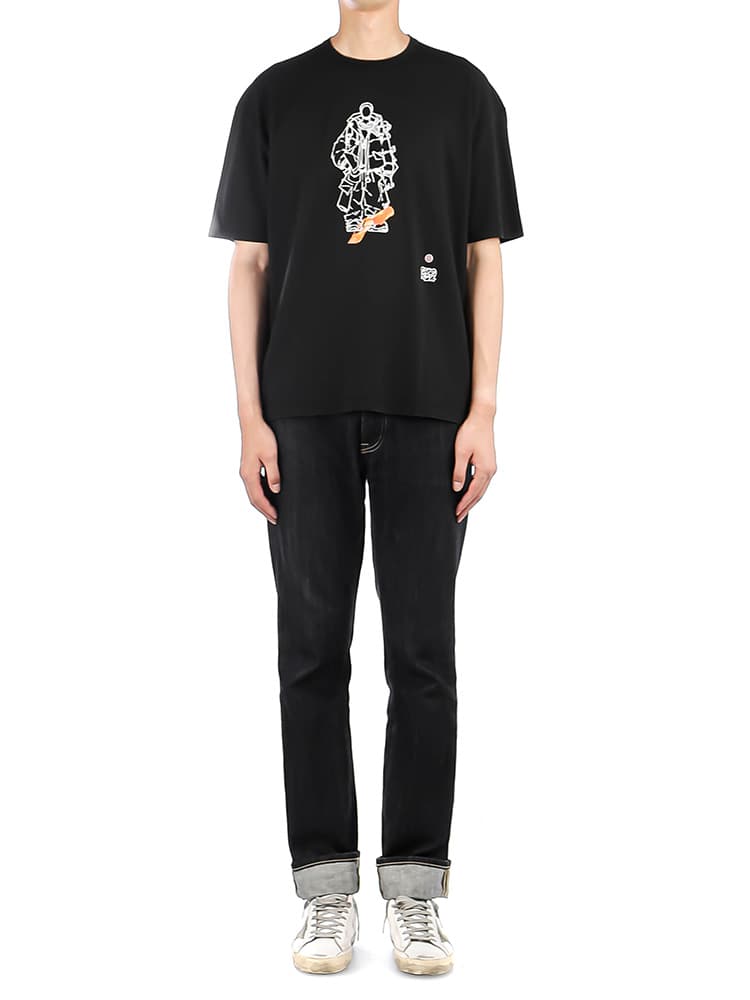 당일배송텐씨 남성 프론트 프린팅 루즈핏 라운드넥 반팔티셔츠 블랙 22CTCUH02101.A06338 999