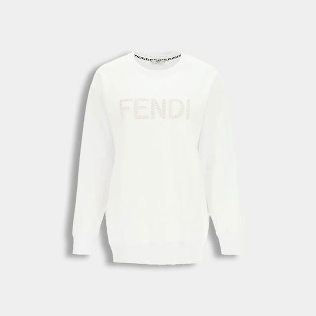 당일배송펜디 여성 로고 플리스 스웨트 화이트 맨투맨 FS7248 AFLCF0ZNM