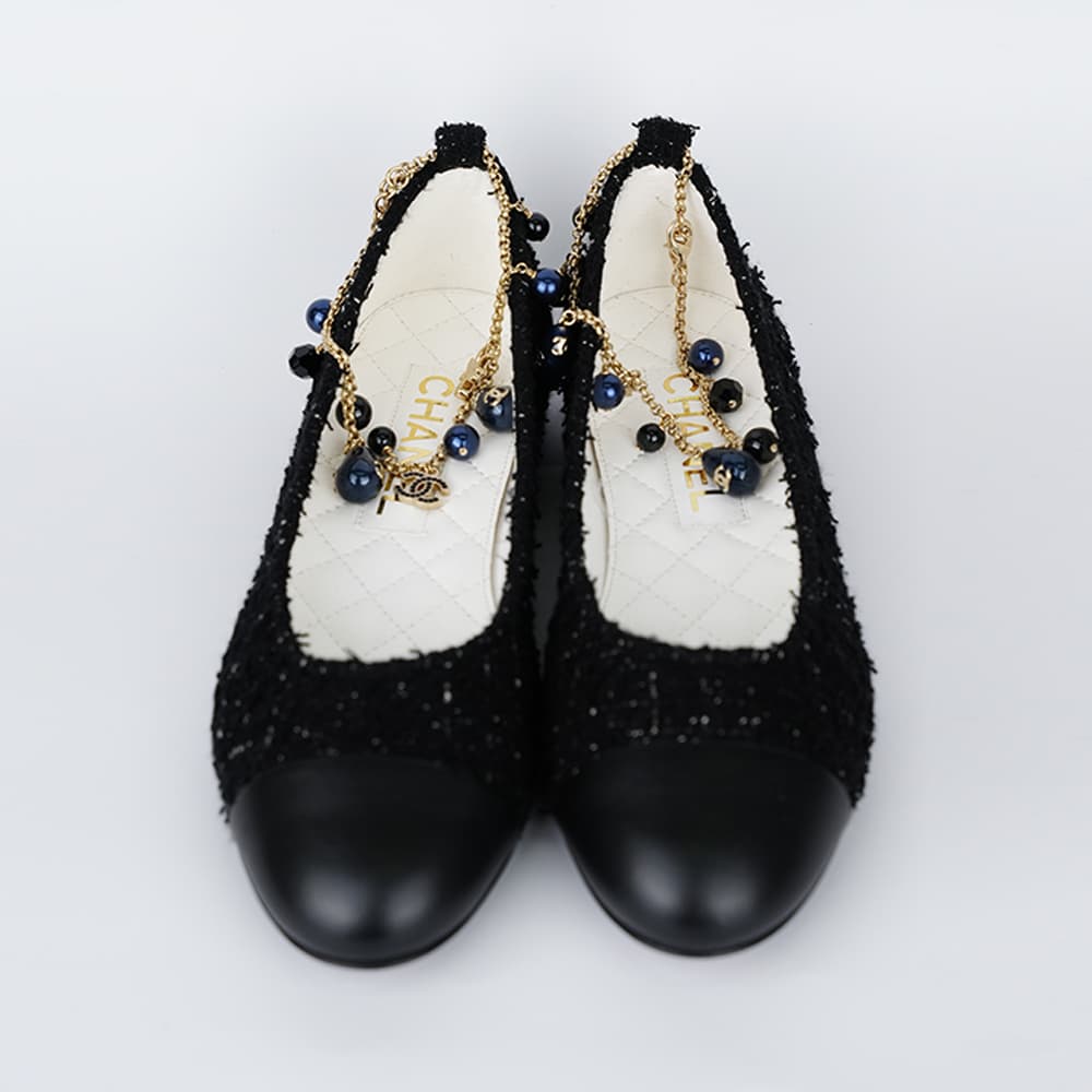 당일배송샤넬 체인 발레리나 플랫 슈즈 블랙 G38986
