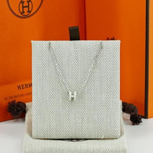 에르메스 미니 팝아슈 목걸이 실버 화이트 H147992FP49